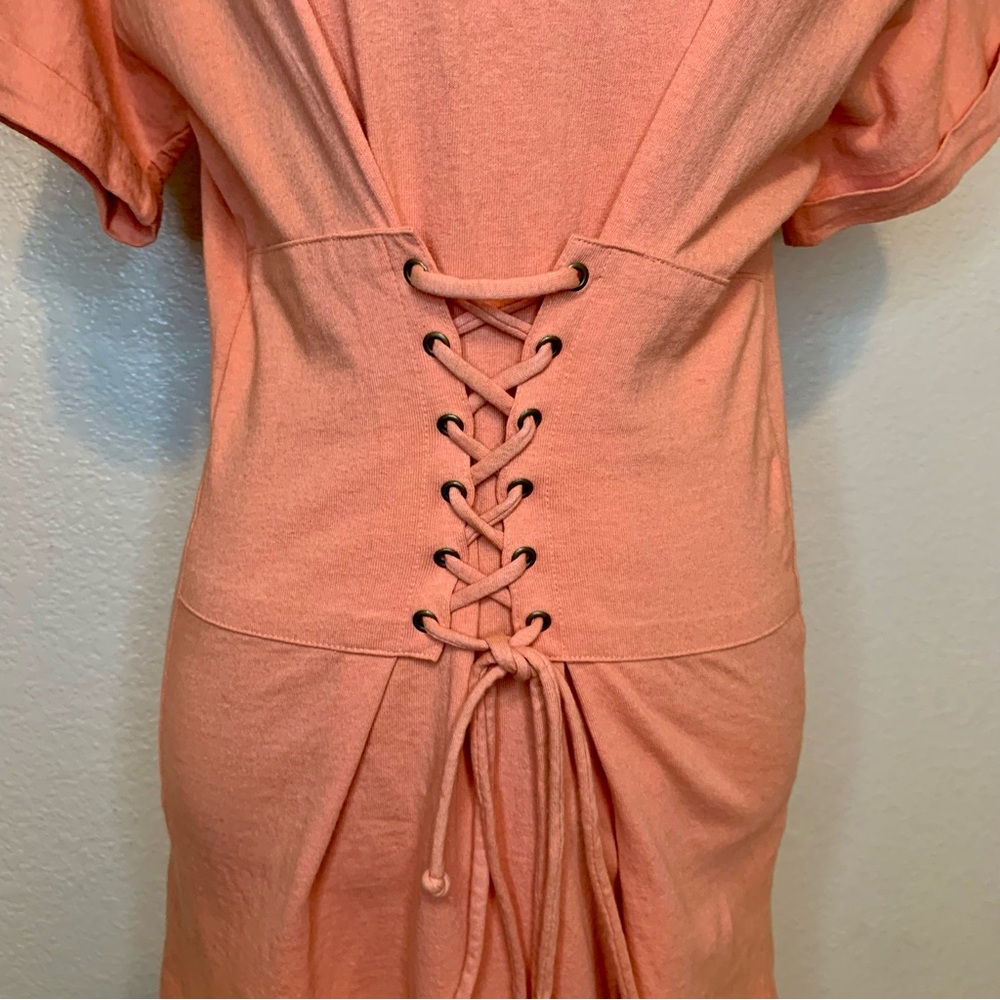 BP Nordstrom Corset Lace Up Tee Shirt Dress Orange Size Small - Picture 5 of 13